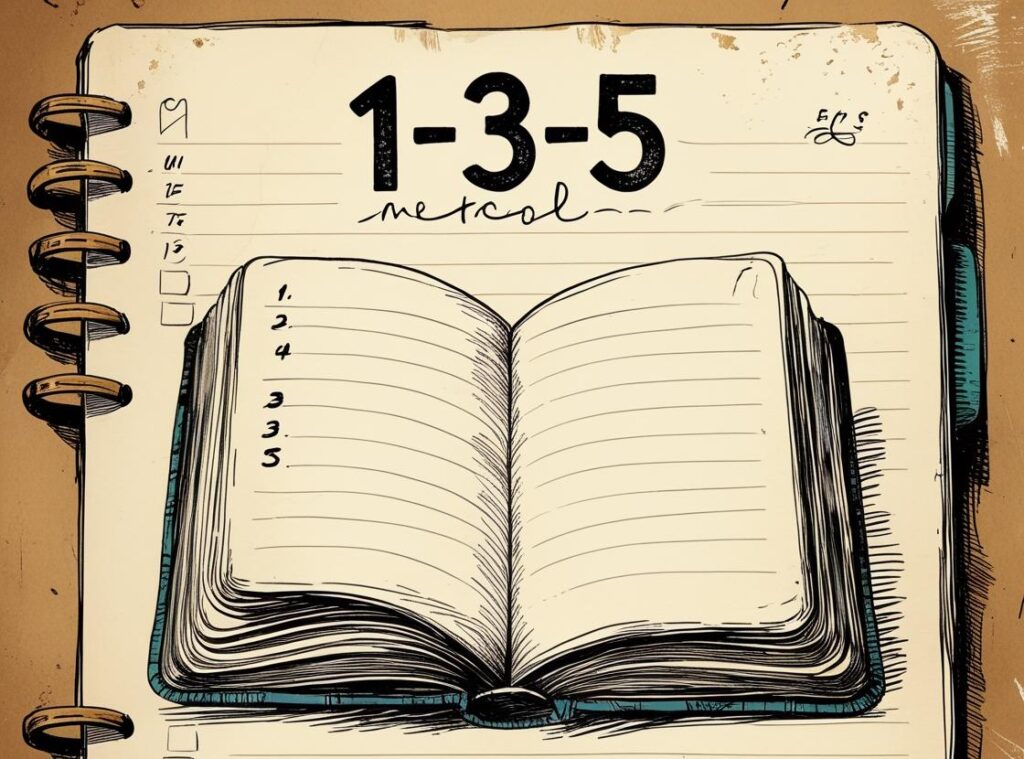 Libreta con 1-3-5 de título